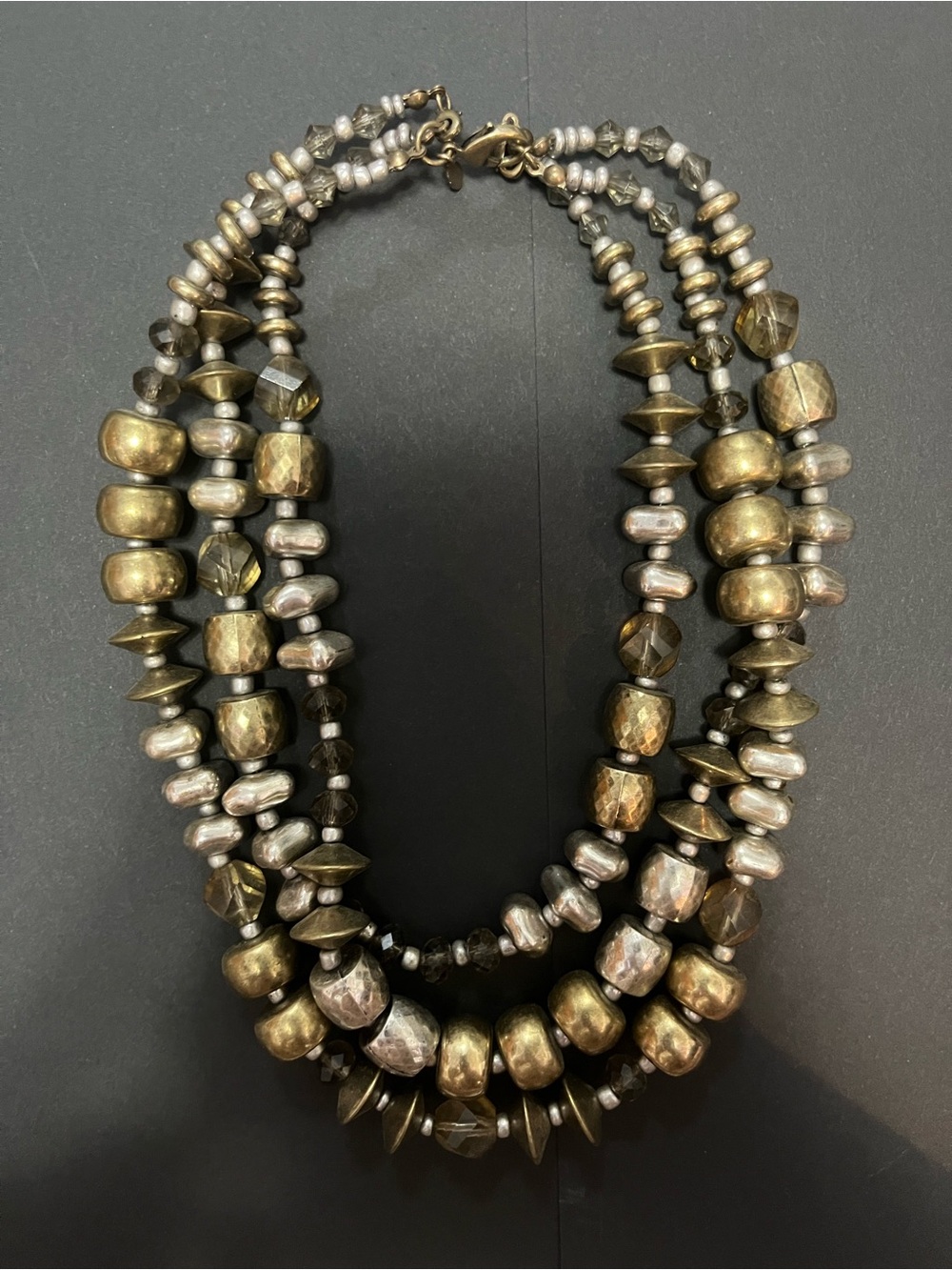 Premier Designs Layered Metallic Bead Necklace - Bronze & Silver